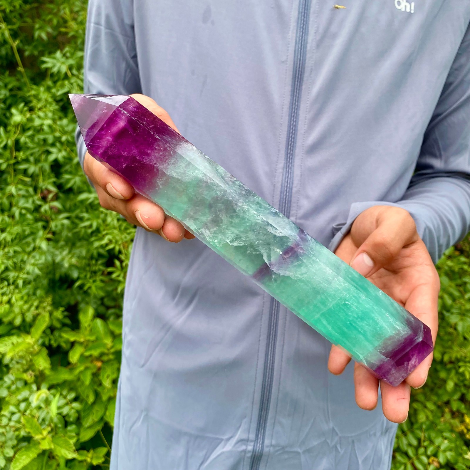 1.9LB Natural unique colored fluorite pillar quartz crystal sample