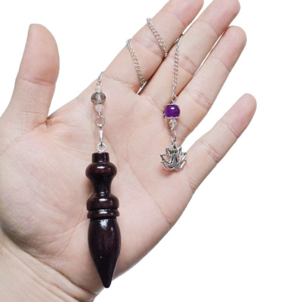 Wooden Pendulum Dowsing Chain Round Cone Amulet Reiki Spiritual Pendula Wicca
