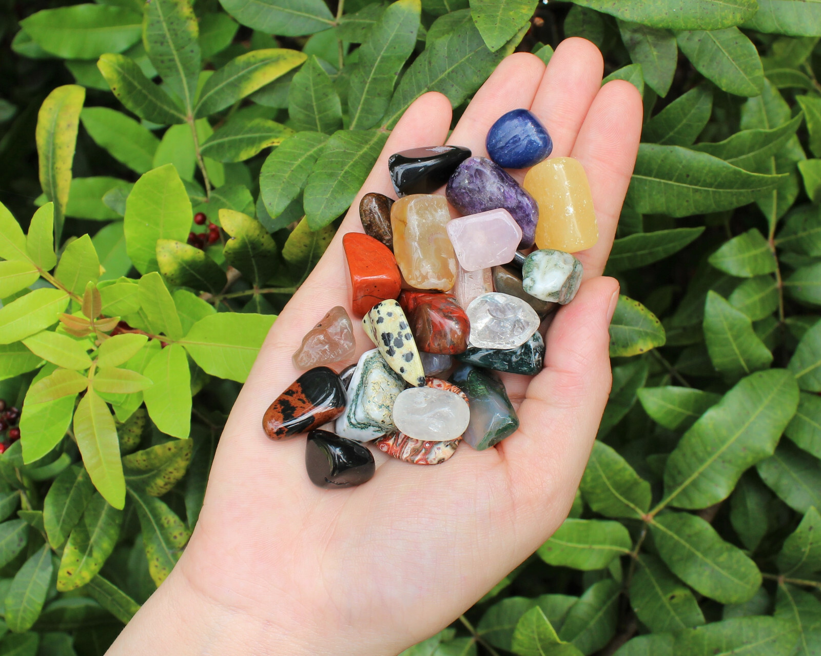 Assorted Mixed Tumbled Stones 1 lb Wholesale Bulk Lot SMALL 16 oz (About 100)