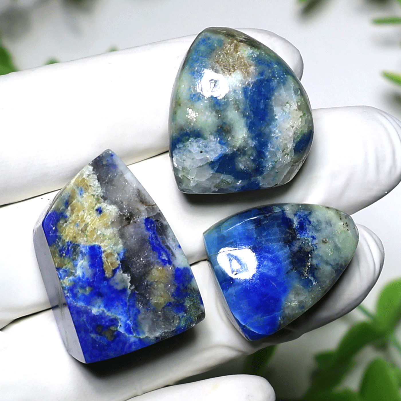 Natural Afghanite 3 Piece Set • Polished Freeform Collectors Crystal Palm Stones