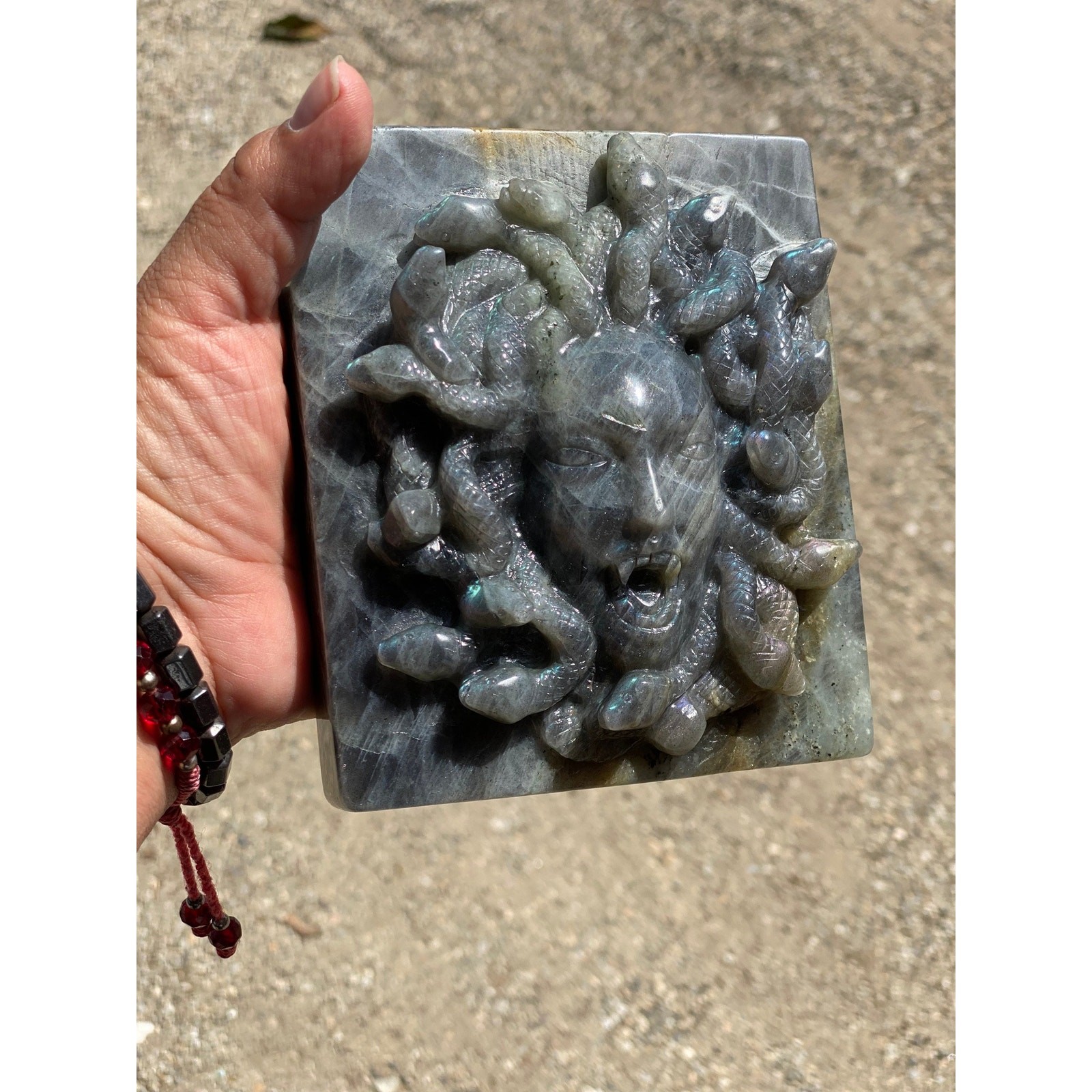 Beautiful Labradorite Medusa Carving. Over 2kg!