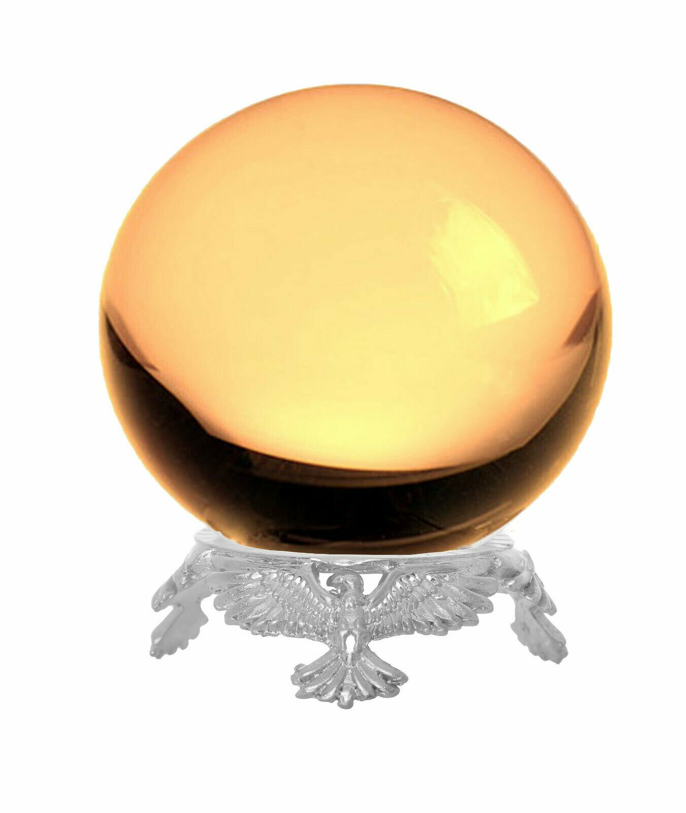 Crystal Ball Sphere for Feng Shui, Meditation, Decor, with Silver Eagle Stand