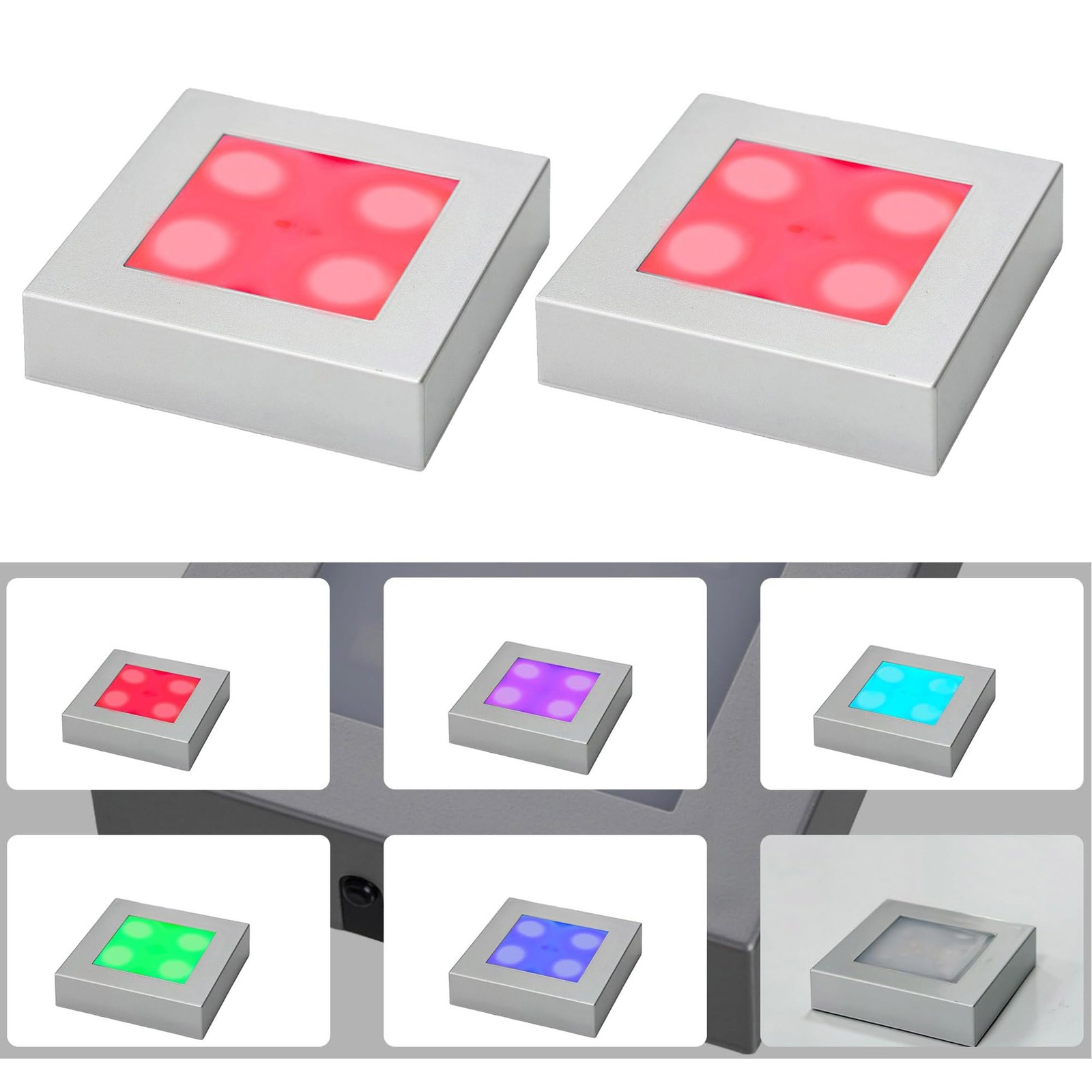 2PCS LED Lighted Base for Glass Art, 7-Color Changing Square Display Pedestal…