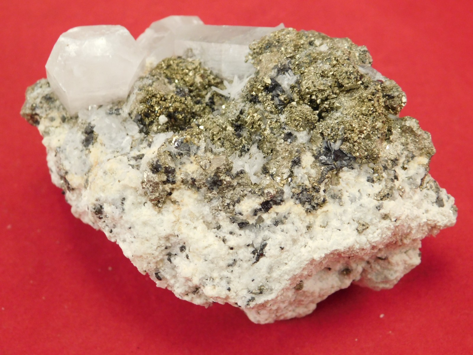 FLUORESCENT Calcite Crystal Cluster with CHALCOPYRITE! Peru 185gr
