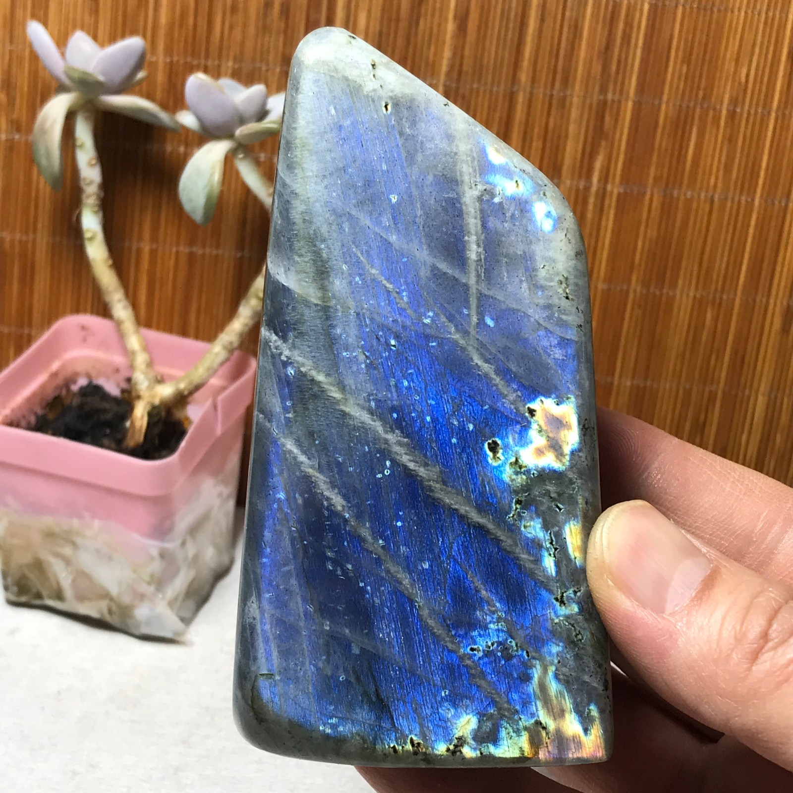 108-53-40mm Natural Labradorite Crystal gemstone Polish Mineral Specimen A3327