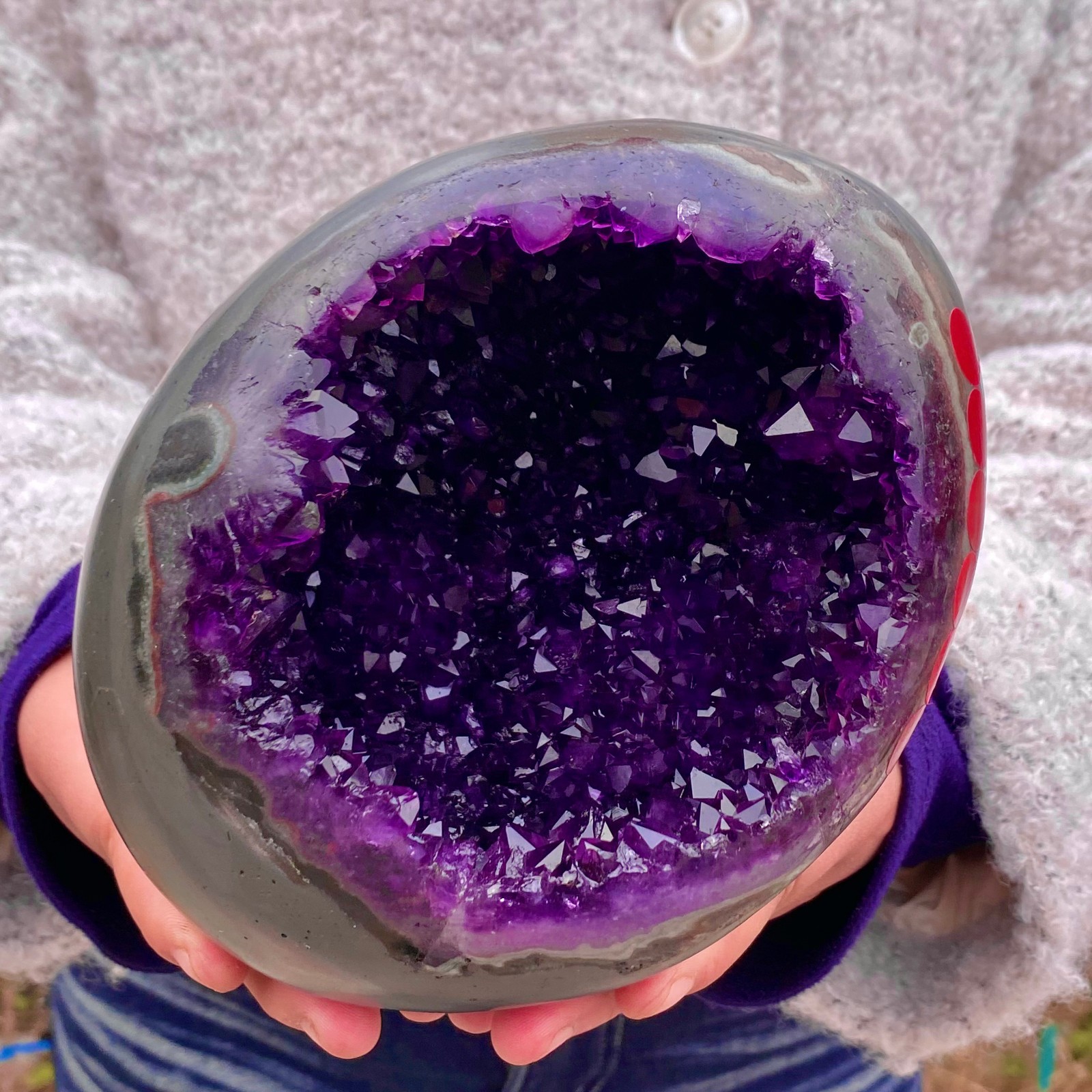 6.4LB Natural amethyst Dinosaur egg Quartz Crystal specimen healing