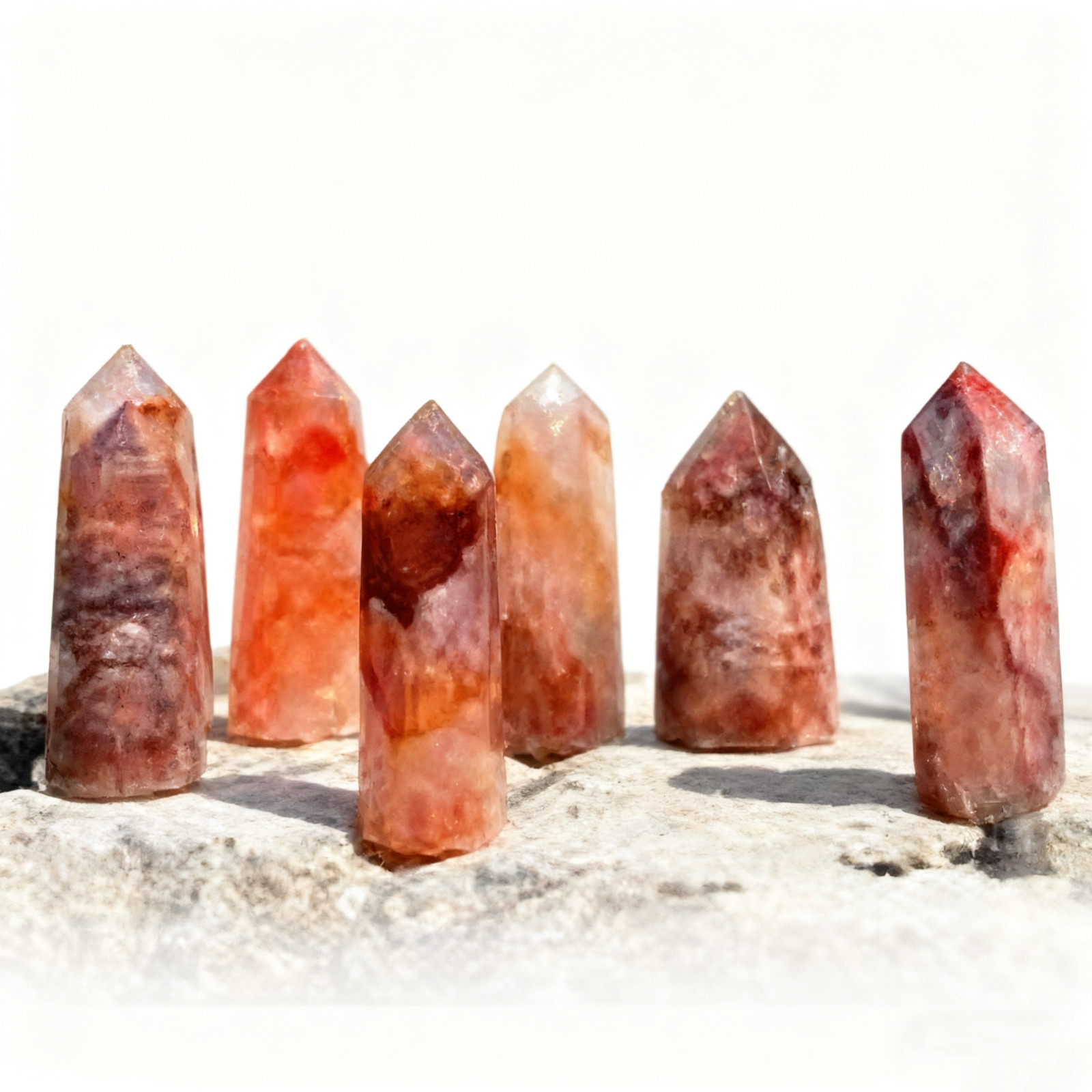 Natural Fire Quartz Tower Points, Crystal Healing Obelisk Wand, Spiritual Gift