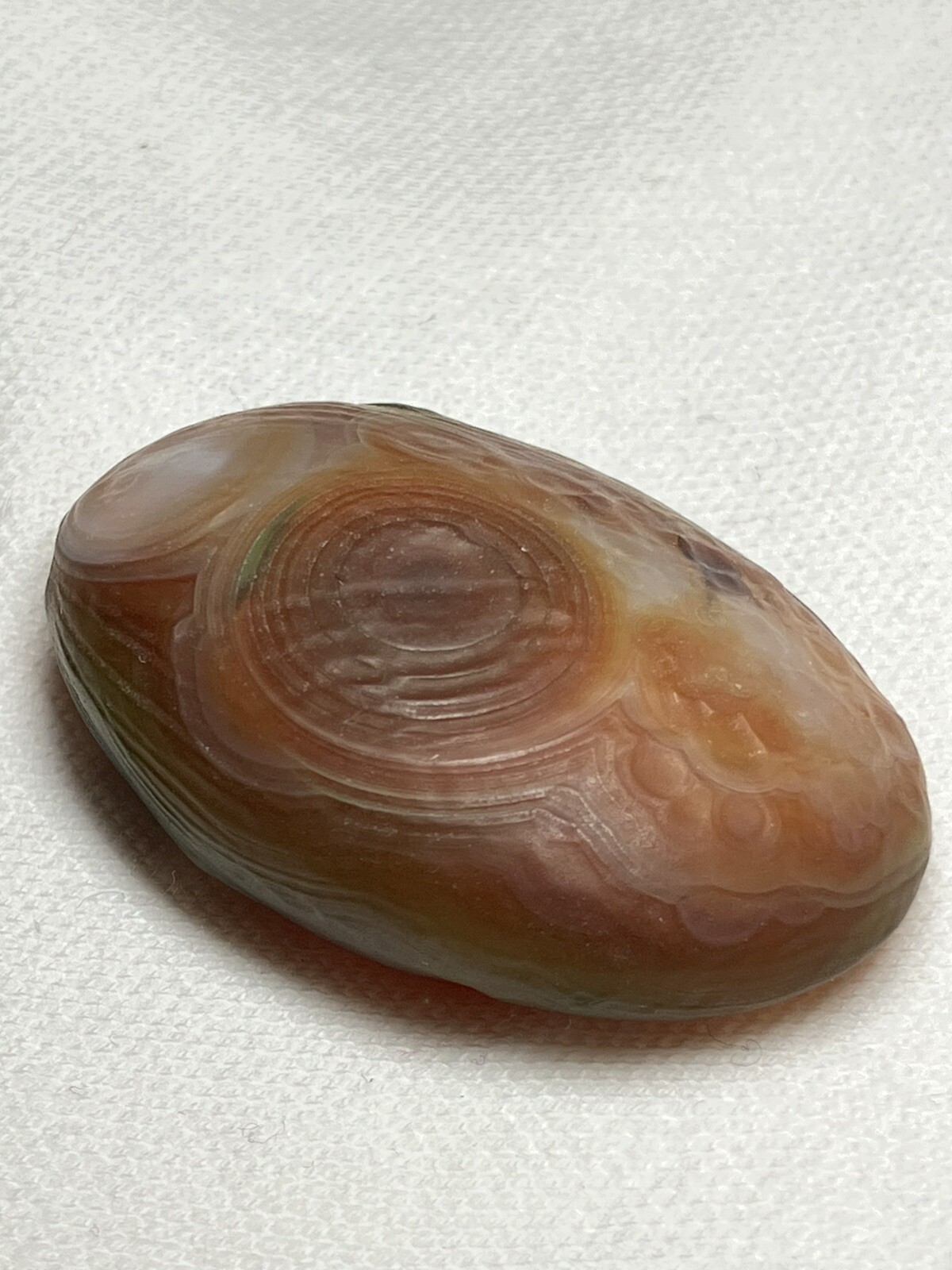 RARE Gobi Eye Agate Bonsai Suiseki Green Orange Flat Palm Stone 21g Raw Natural