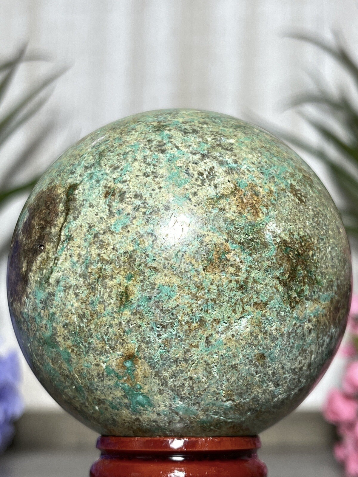 57mm PHOENIX SPHERE – Green Blue Mineral Copper Ore Malachite Turquoise Crystal