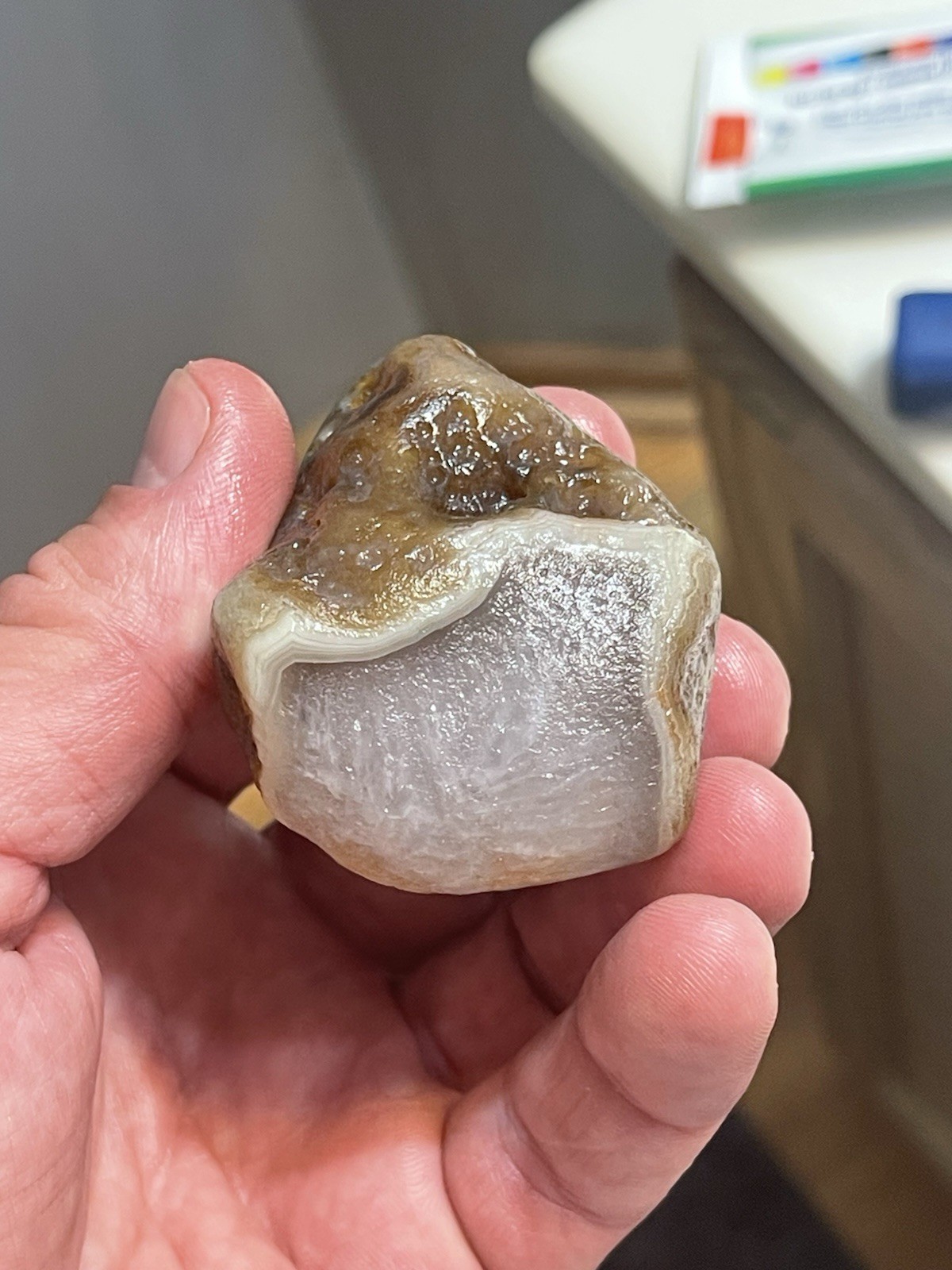 Top Shelf 4.6 oz Brown And White Banded Lake Superior Agate Crystal Impressions!