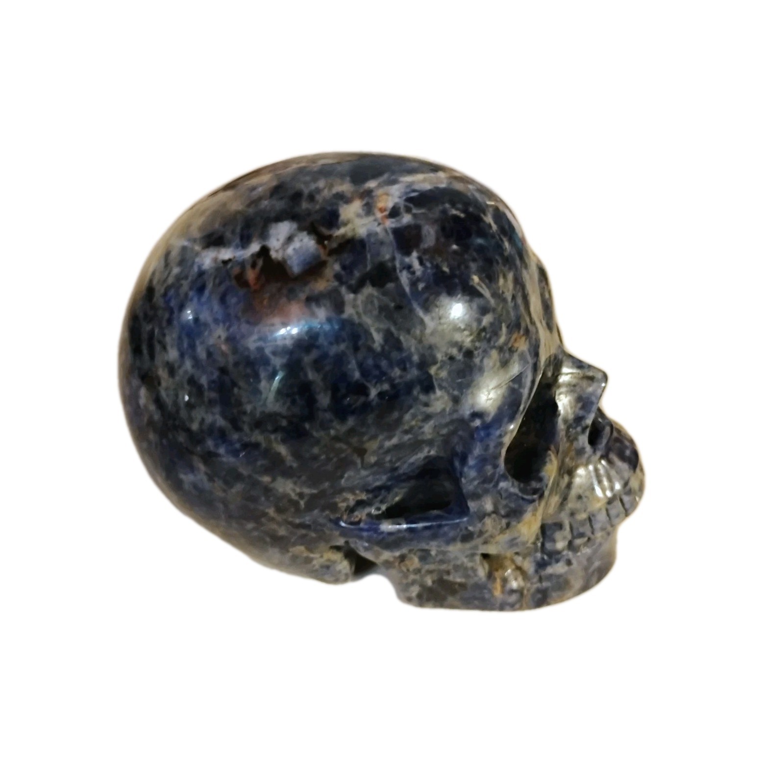 4x4x5 Blue Sodalight crystal Skull With Features 13 Oz