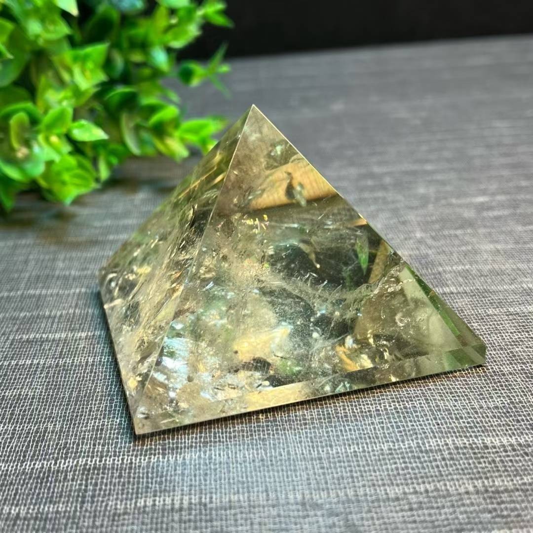 260g Natural Citrine Quartz Carved Pyramid Crystal Reiki Healing Gift