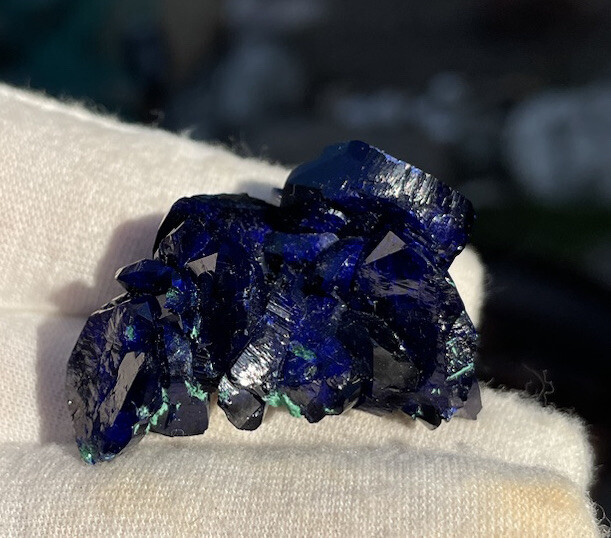 ~ 1 1/2” x 1” x 3/4” high, AZURITE, Milpillas Mine, Cuitaca, Sonora, Mexico