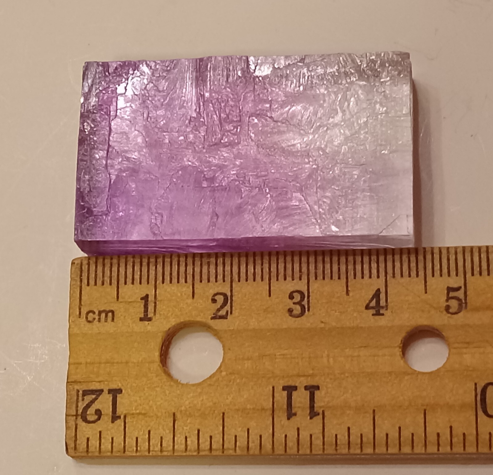 PURPLE HALITE CRYSTAL. Rectangle Shape. Transparent & Clear. 22 grams. 110 ct.
