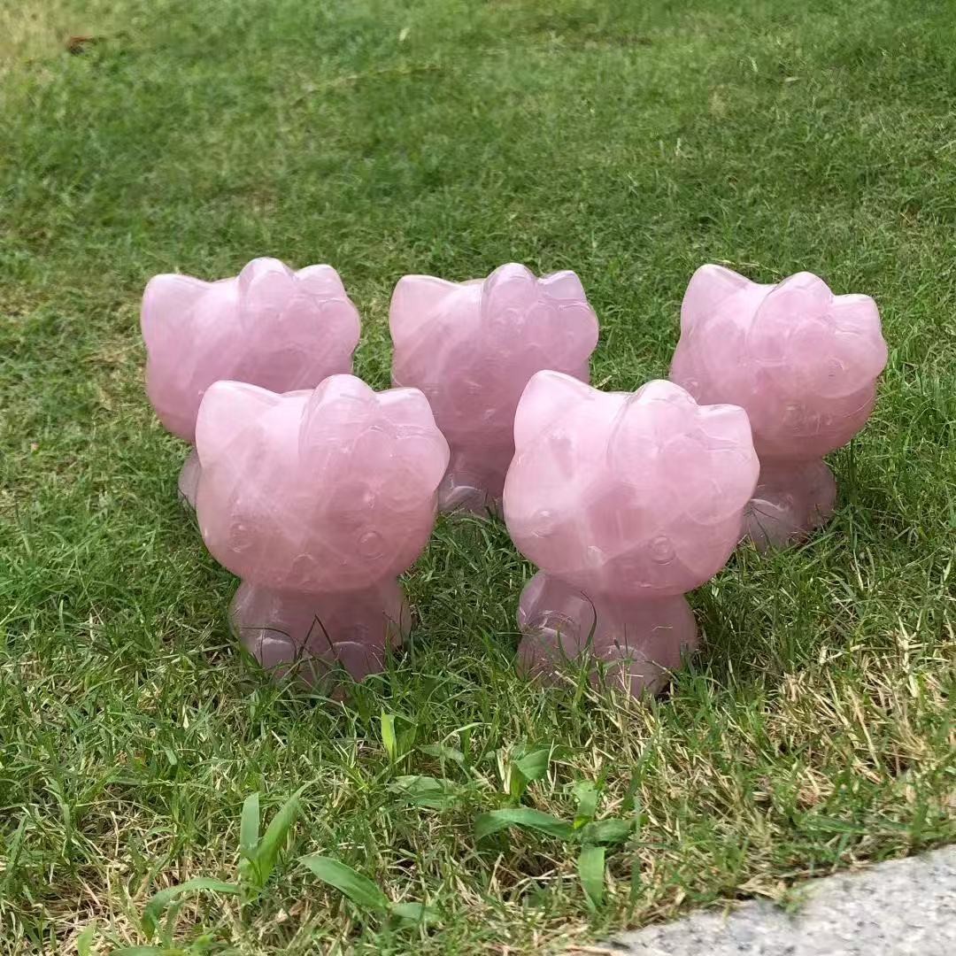 1pc Natural Pink Rose Quartz Hand Carved Crystal Skull Reiki Healing Decor