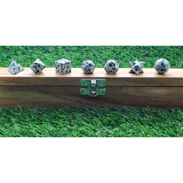Dalmation Jasper Platonic Geometry 7 Pcs Set Platonic Solids Sacred Geometry Set