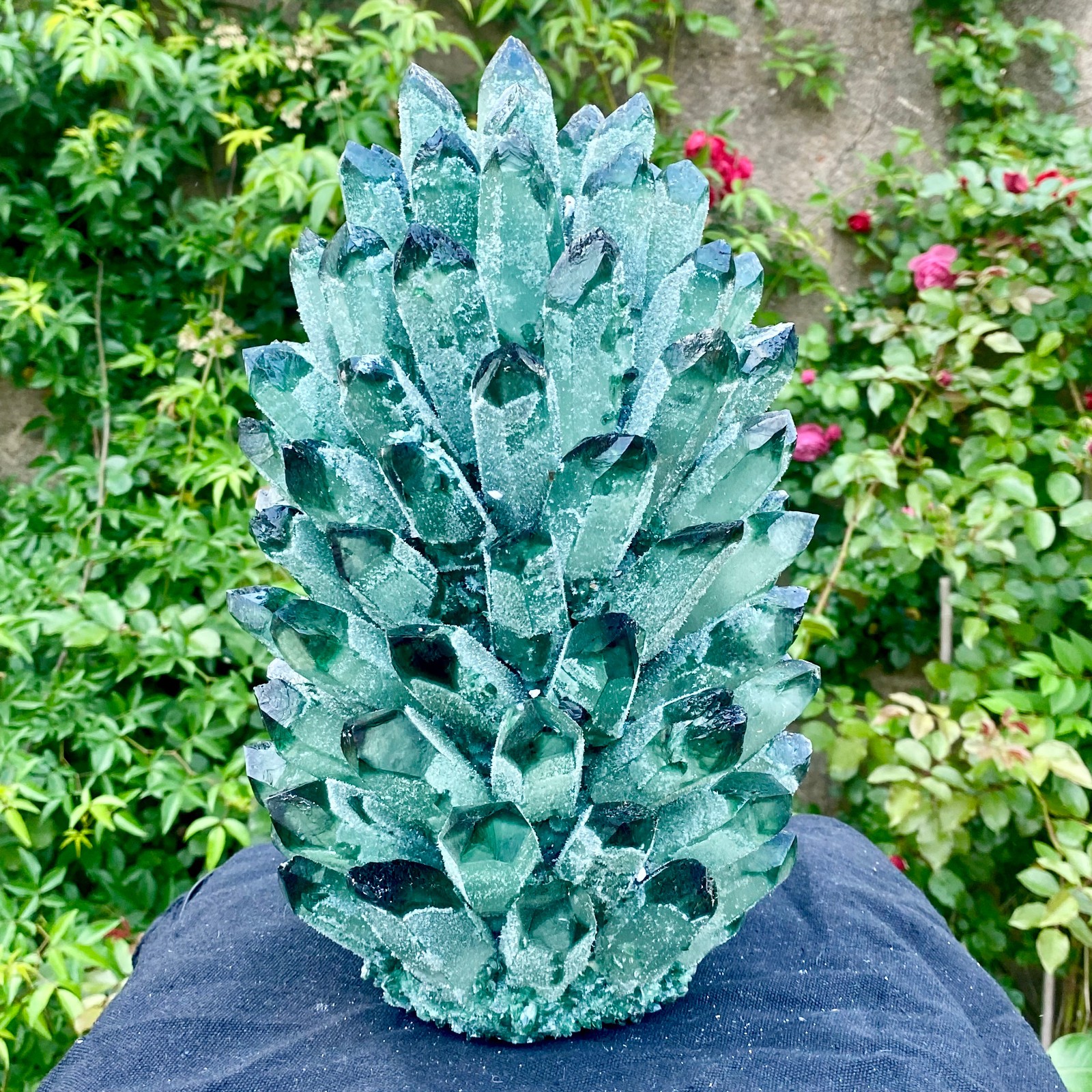 18LB New Find green Phantom Crystal Quartz Cluster Mineral Specimen Healing
