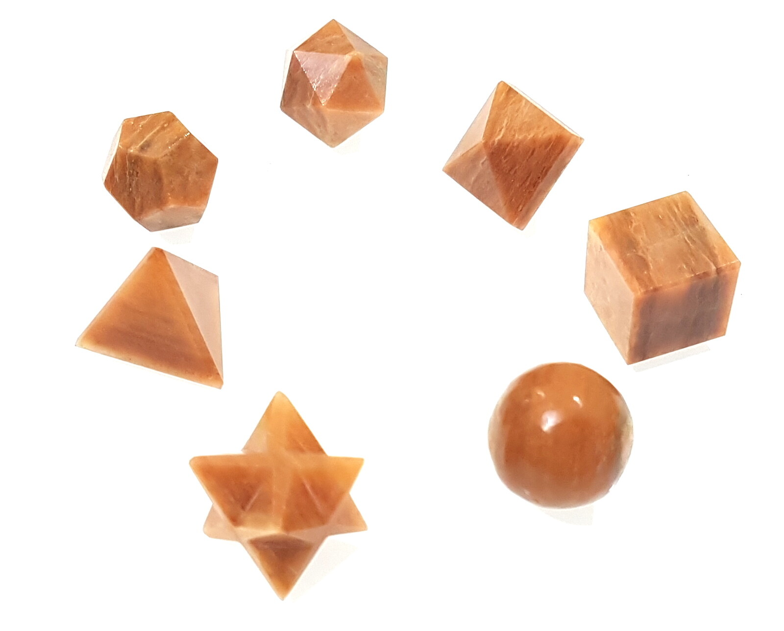 Red Aventurine Healing Sacred Geometry Set of 7 Different Shapes Platonic Solids
