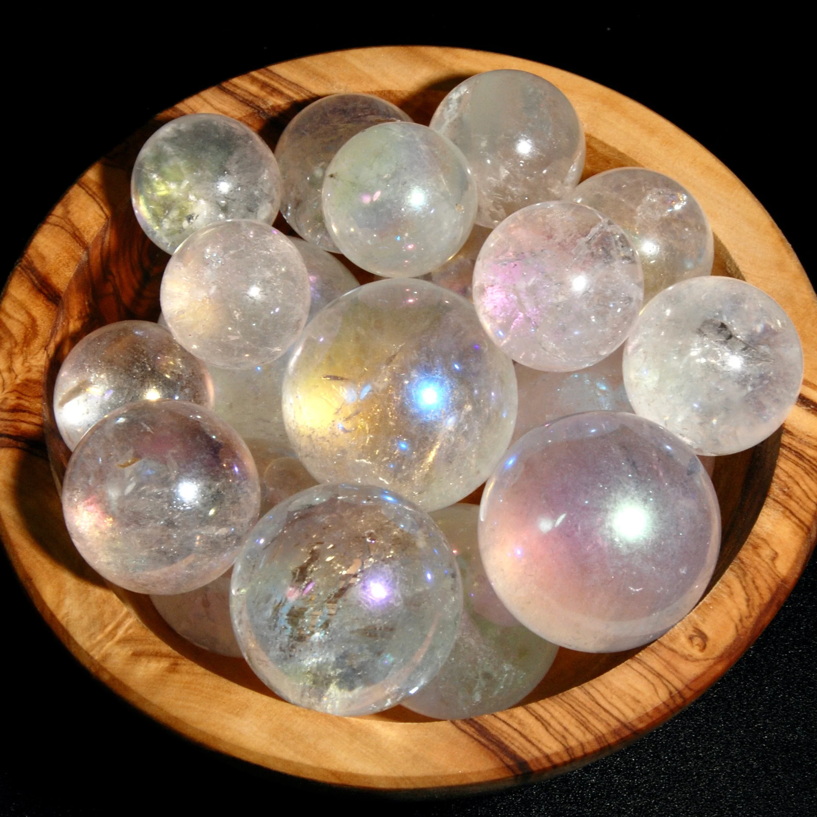 ONE Small Angel Aura Clear Quartz Crystal Sphere, 20mm to 40mm
