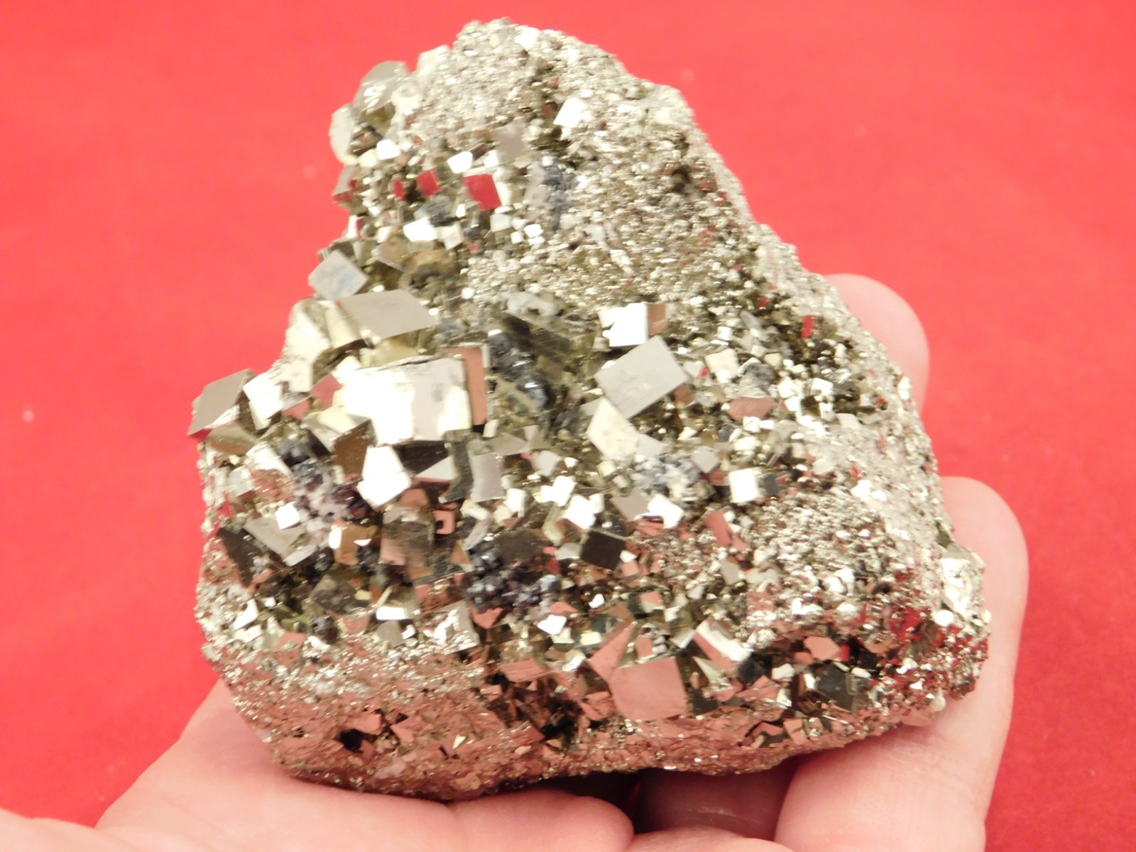 wOw! LARGER! Nice and 100% Natural Pyrite CUBE Cluster Peru 529gr