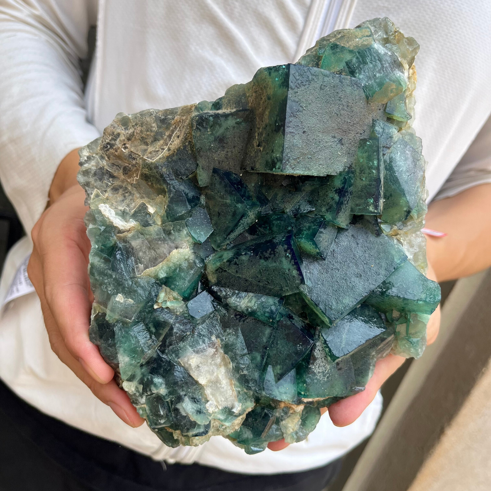 6.4lb Large Natural green cubic fluorite quartz crystal cluster mineral specimen