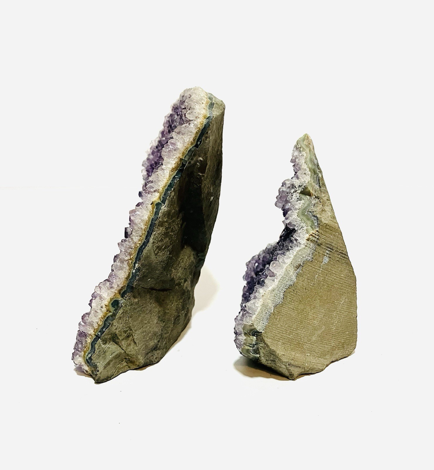 Lot Of 2 Brazilian Natural Purple Amethyst Cluster Specimens 799 grams