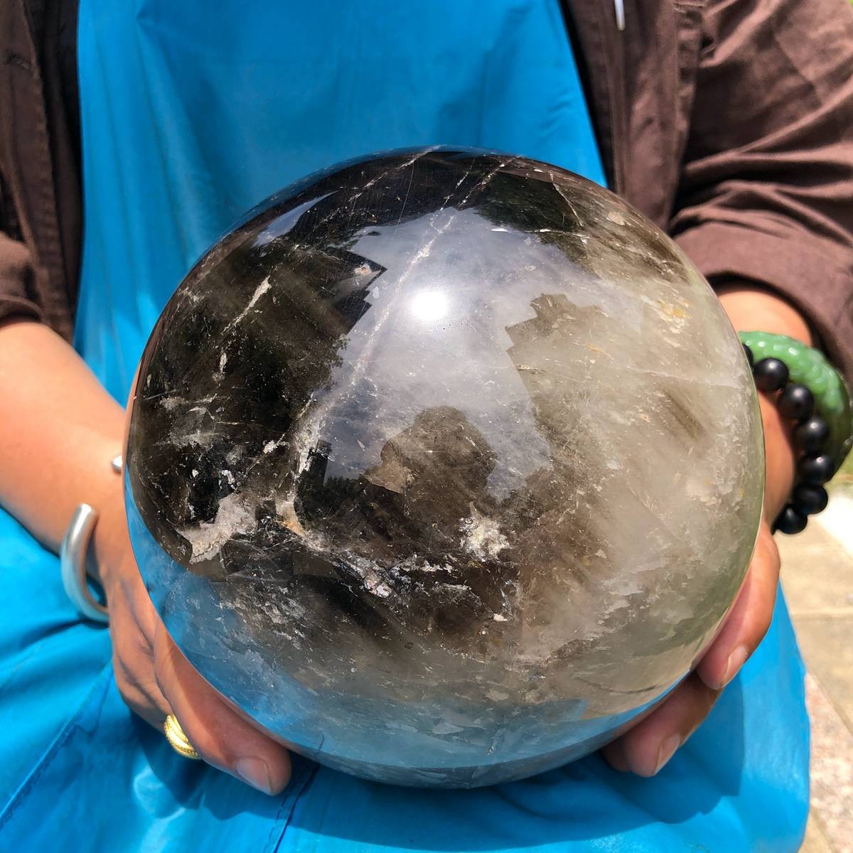 5950g Rare NATURAL Black Stone Ball Crystal Polishing Ball Treatment for