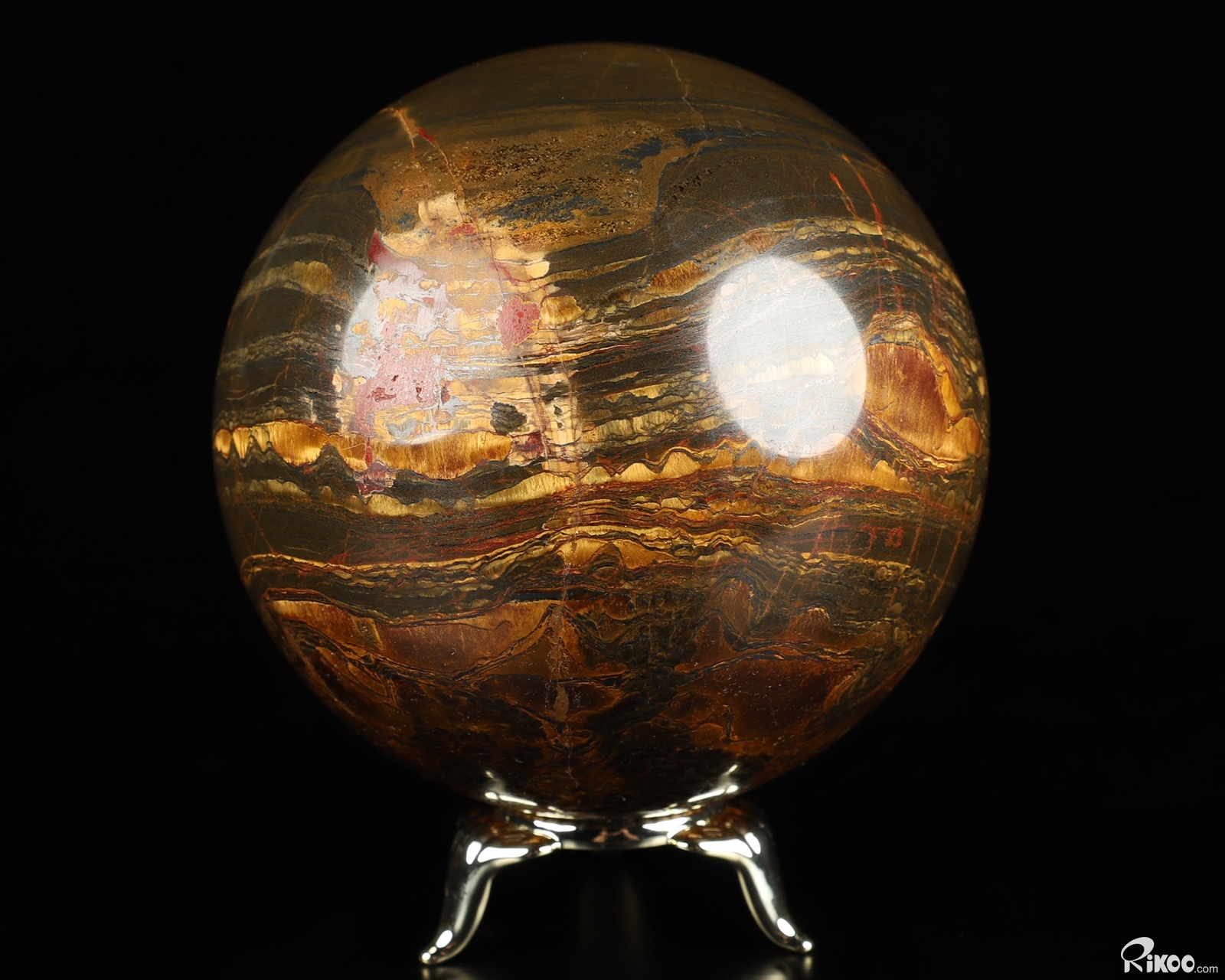 4.1″ Tiger Iron Eye Hand Carved Crystal Ball/Sphere, Crystal Healing