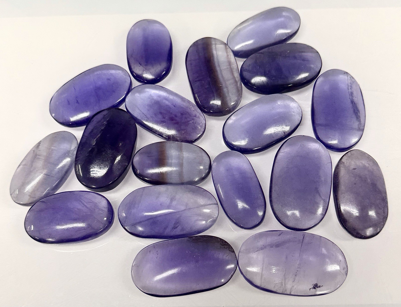 Wholesale Lot 2 Lbs Natural Purple Fluorite Palm Stone Crystal Healing