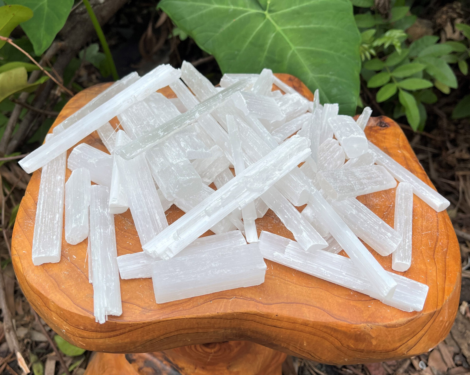 BULK 5 lb Wholesale Lot Selenite Logs Crystal Sticks Wand Blades CLEARANCE