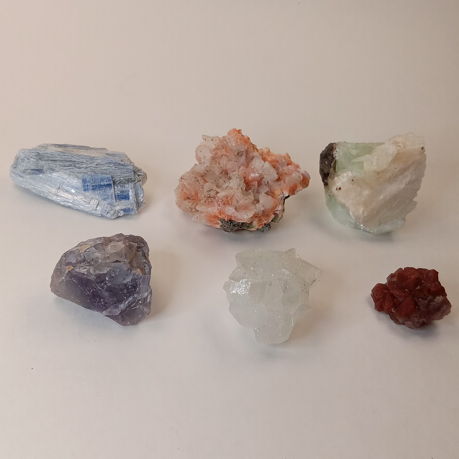 Mixed Mineral Specimen Lot 6pc Kyanite Apophyllite Garnet Stilbite I12