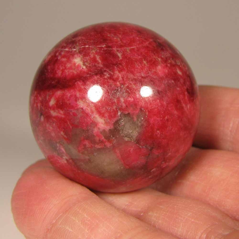 40mm Rare Pink THULITE Gemstone Sphere Ball w/ Stand – Trondheim, Norway