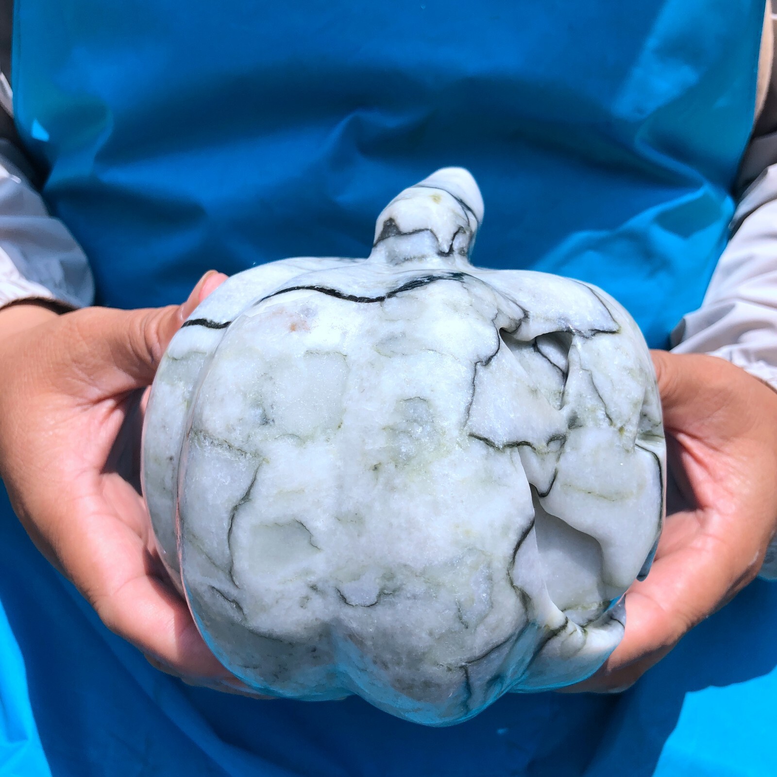 6.75LB Natural Quartz Hand Carved Pumpkin Halloween Pumpkin Crystal Skull 1787