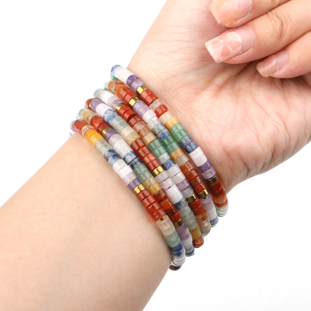 Natural Beaded Crystal Stone Bracelet Handmade Gemstone Dainty Jewelry Healing