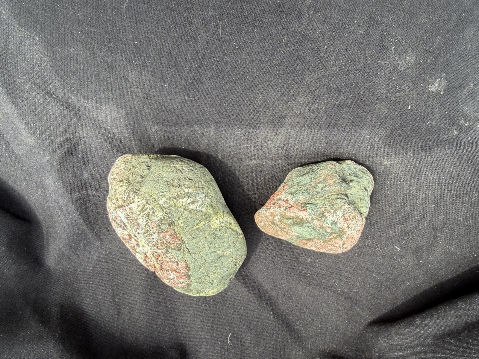 “The Dragon Eggs” Pair | Rare Red & Green Natural River Stones/ Lapidary/Display
