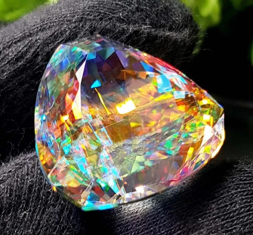 Trillion Cut Certified Rainbow Mystic Topaz faceted 70.01 Ct+ Loose Gemstone