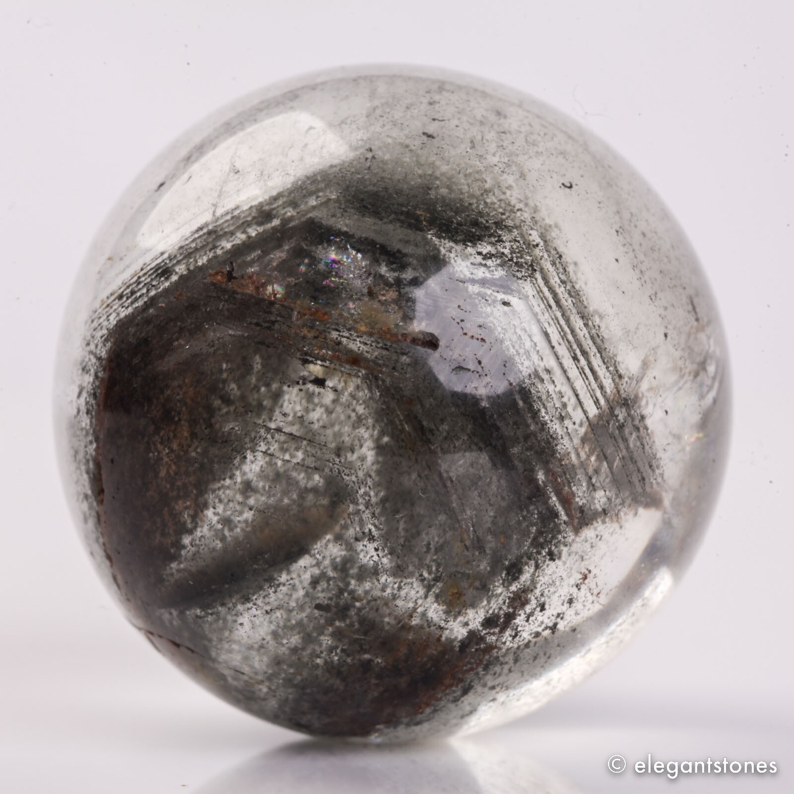 91g40mm Natural Garden/Phantom/Ghost/Lodolite Quartz Crystal Sphere Healing Ball