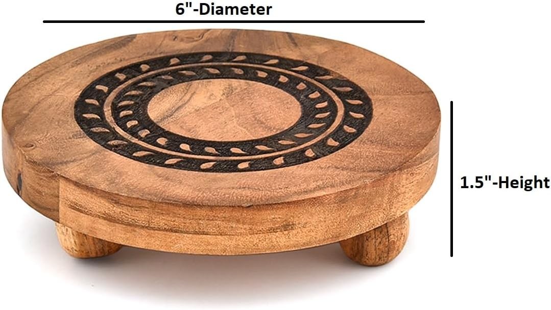 Pedestals Acacia Wood Round Vintage Display Stand Decorative Accent Display