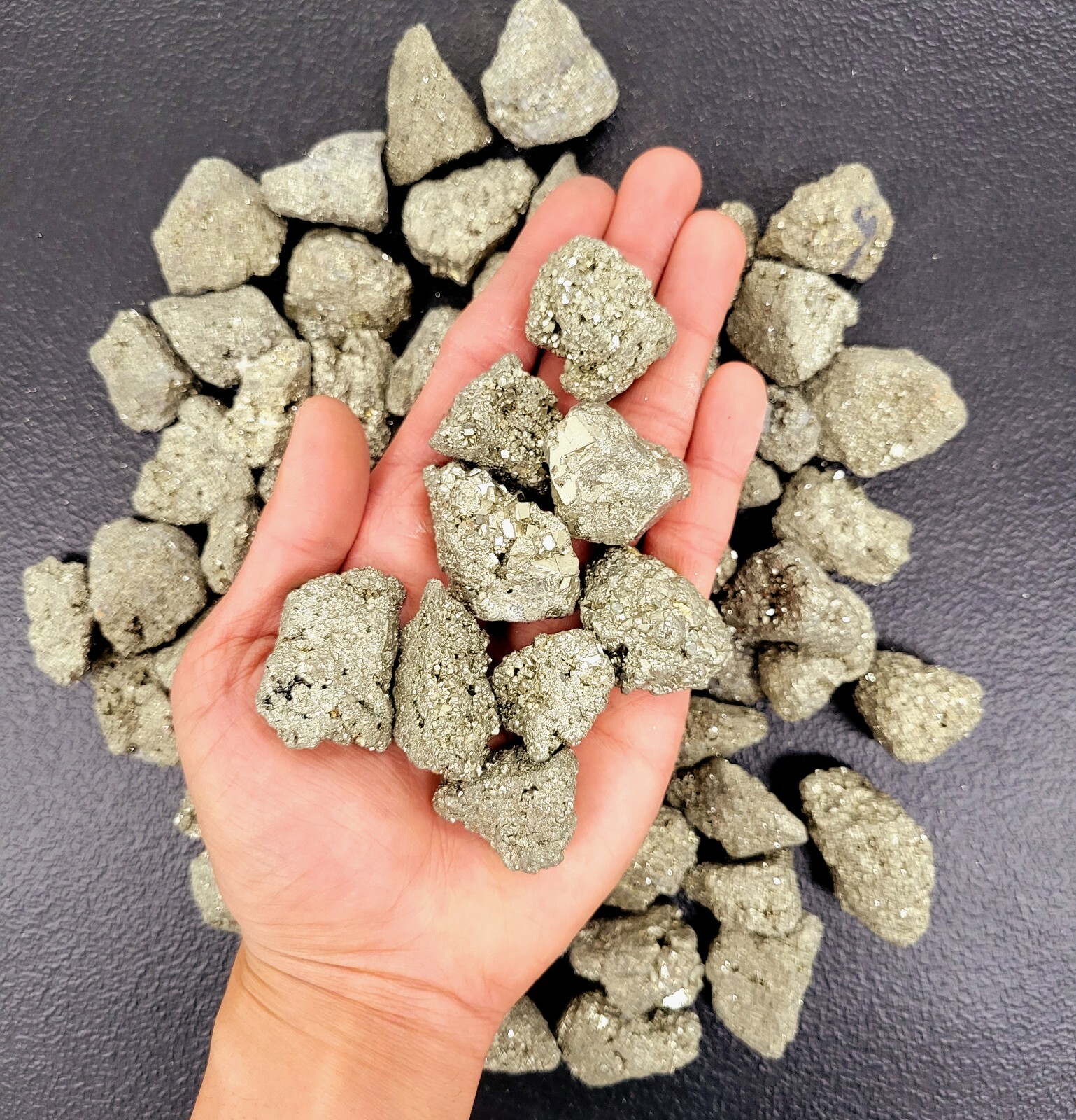 Raw Pyrite Crystals – Medium Chunks 1″ to 2″ – Pyrite Gemstones Bulk from Peru