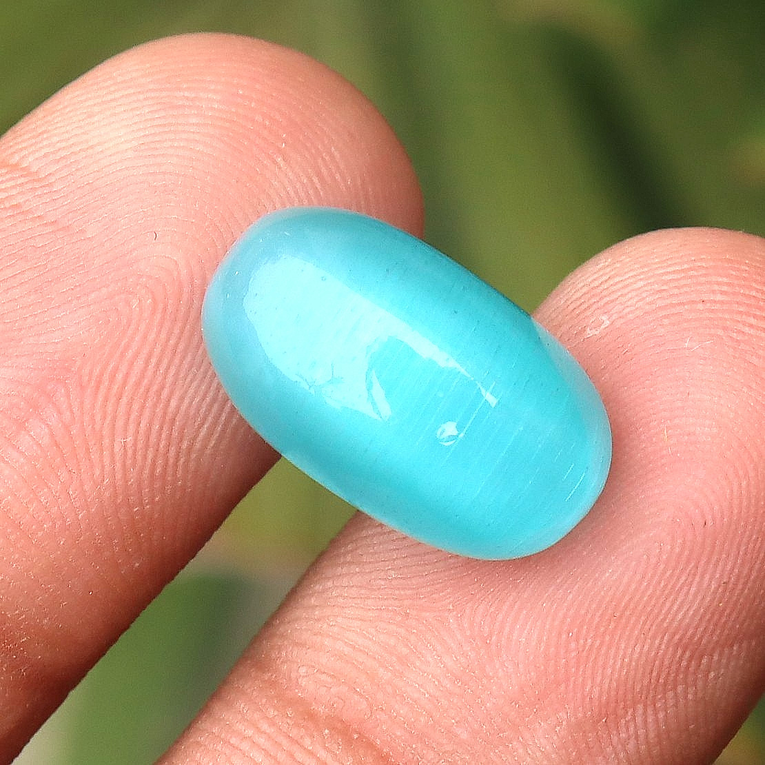 Cats Eye Cabochon Certified Chrysoberyl Oval Cut Sky Blue Loose Gemstone 10 Ct