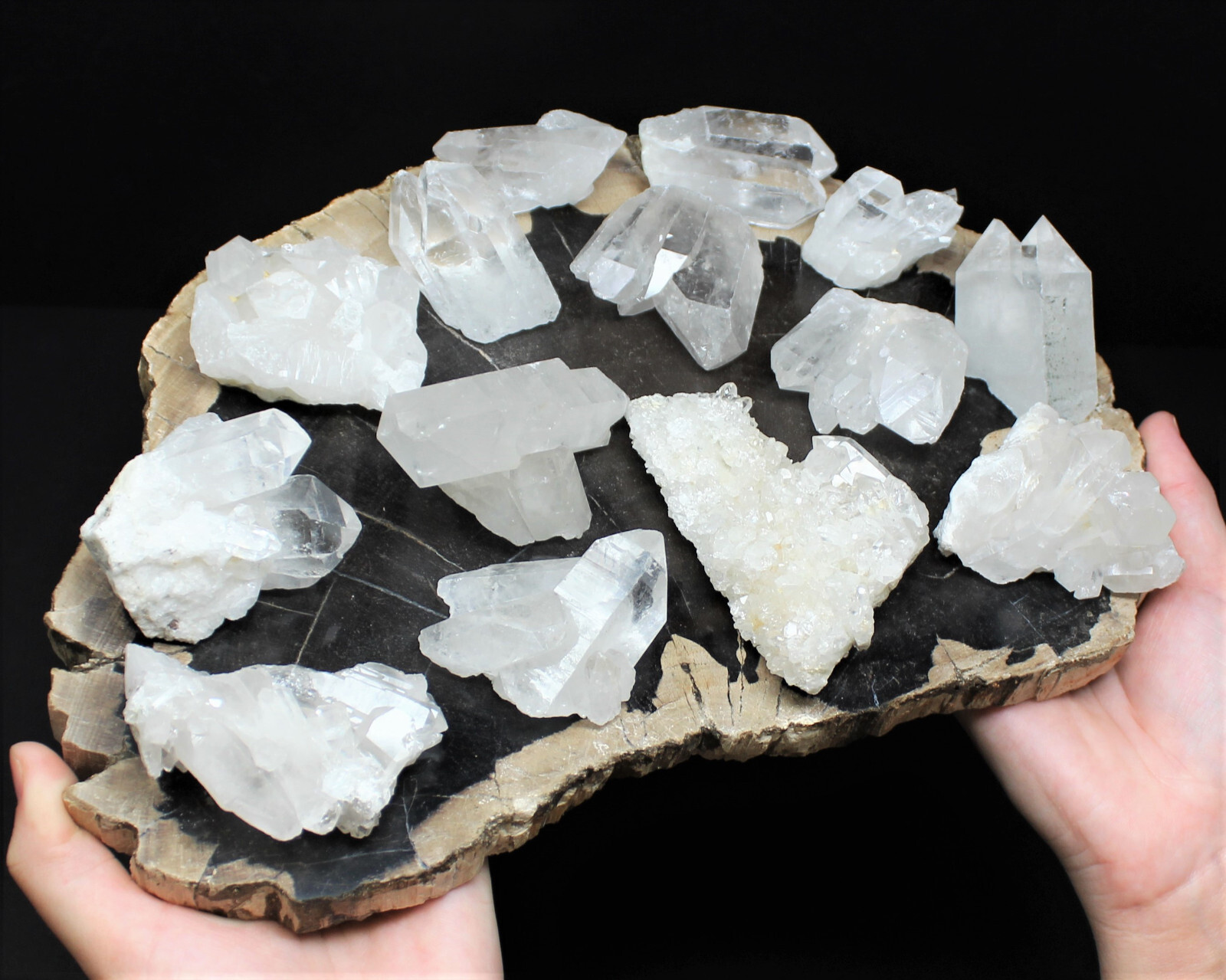 Clear Quartz Crystal Clusters Box: 8 – 12 Piece Box Lot (Clear Quartz Clusters)