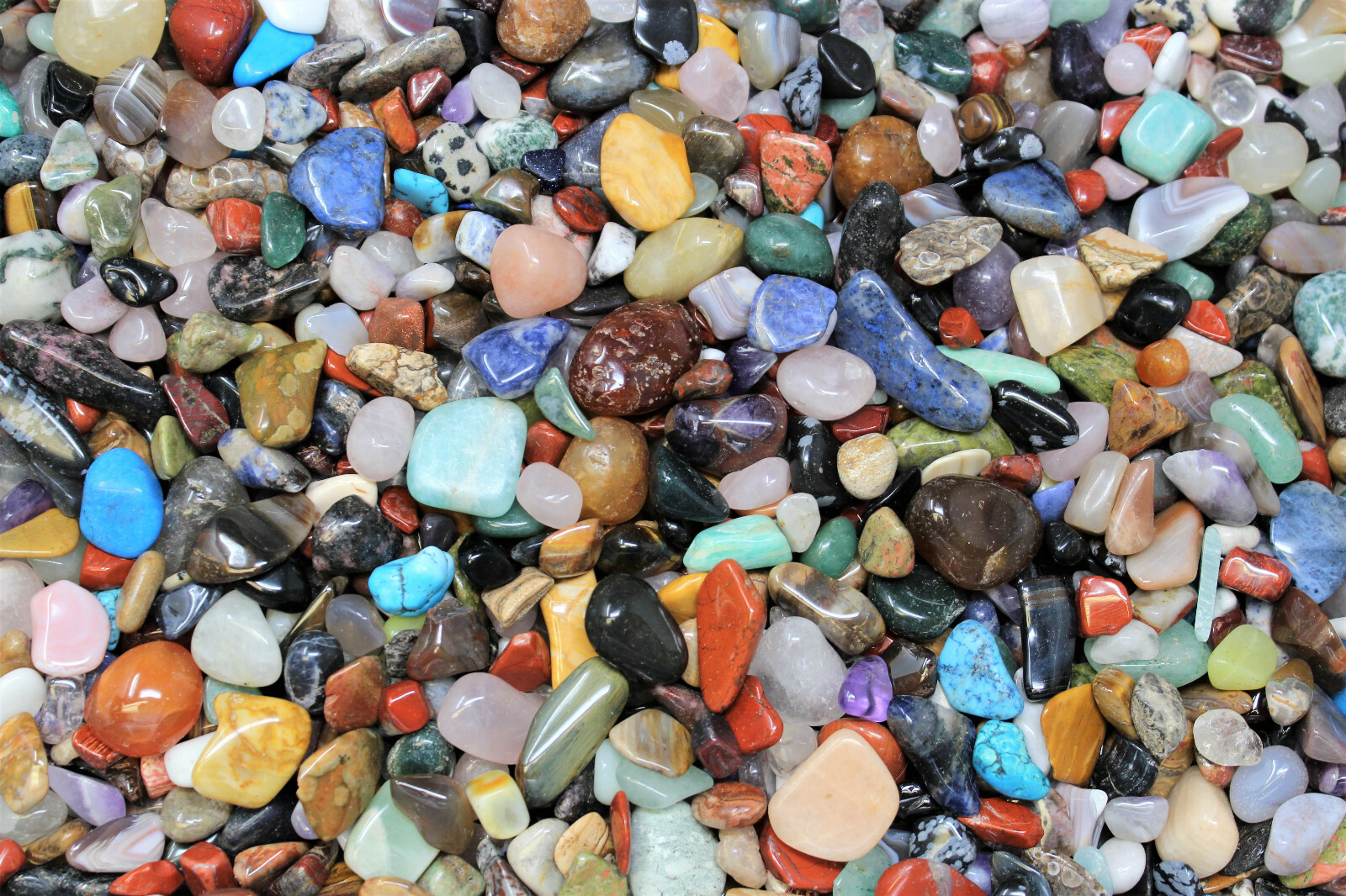 Assorted Mixed Tumbled Stones 1 lb Wholesale Bulk Lot SMALL 16 oz (About 100)