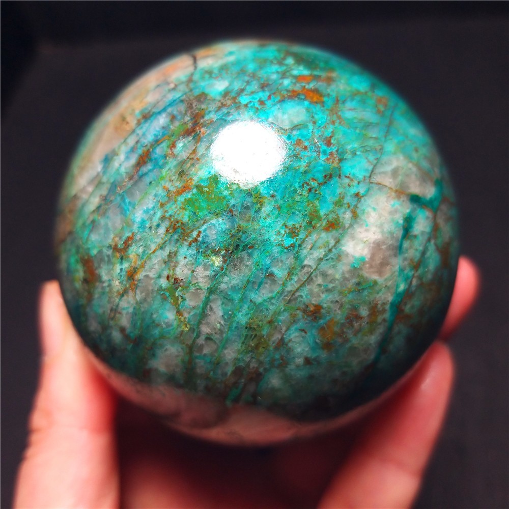 RARE 385.5G Natural Malachite Turquoise Blue Copper Ore Symbiotic Ball QQ200