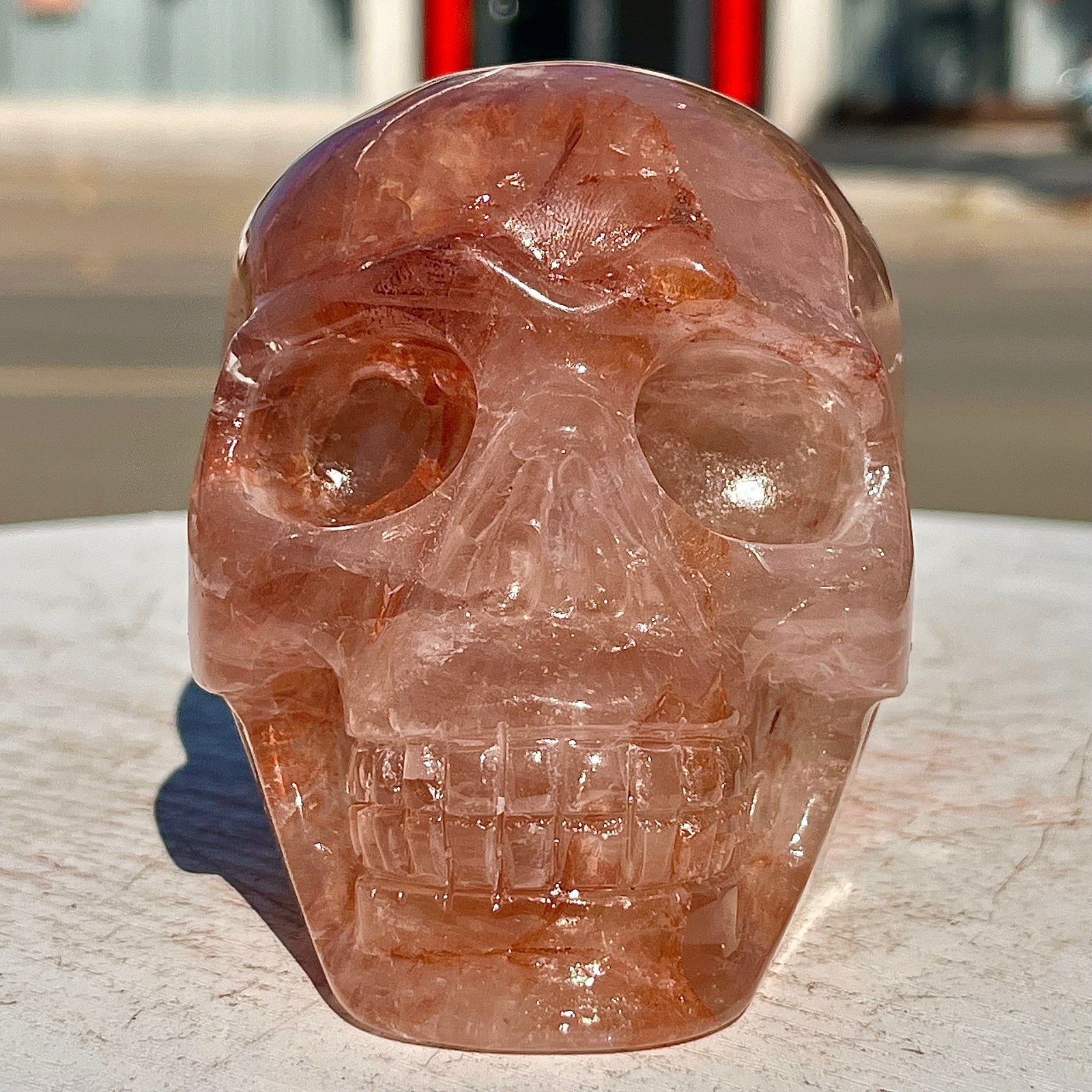 2.38LB Hand carved Red Gum Flower Skull | Used for decoration or gifts