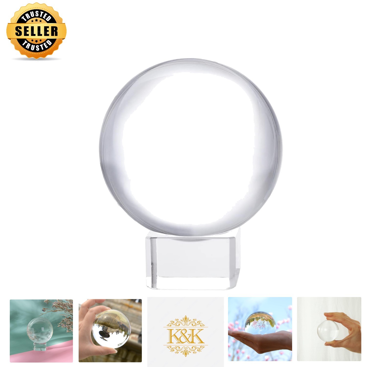 Versatile 60mm Crystal Glass Sphere with Stand for Photography & Home Decor