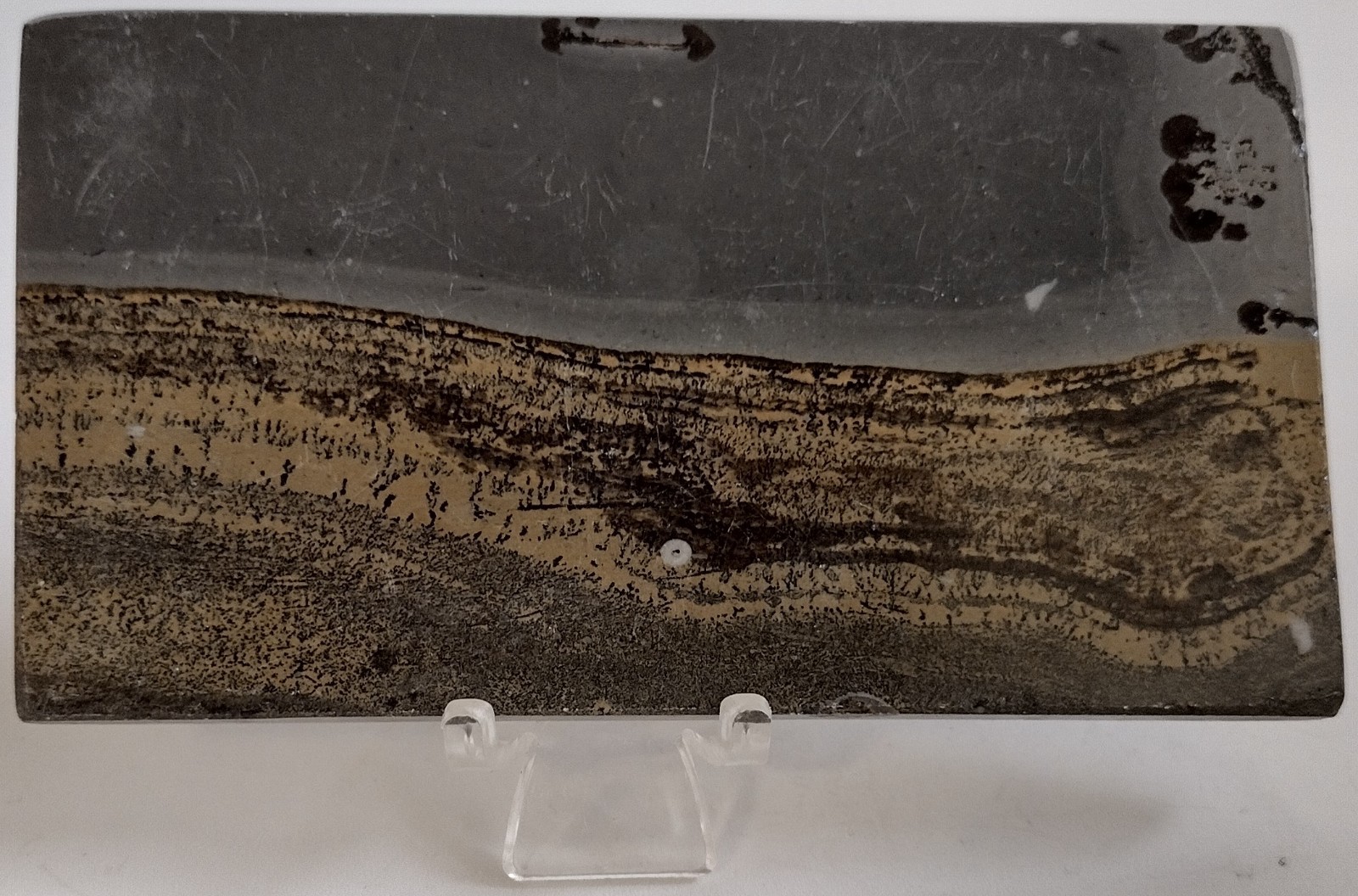 Picture Jasper Slab w/ Stand Polished Landscape Stone Display Specimen 188g