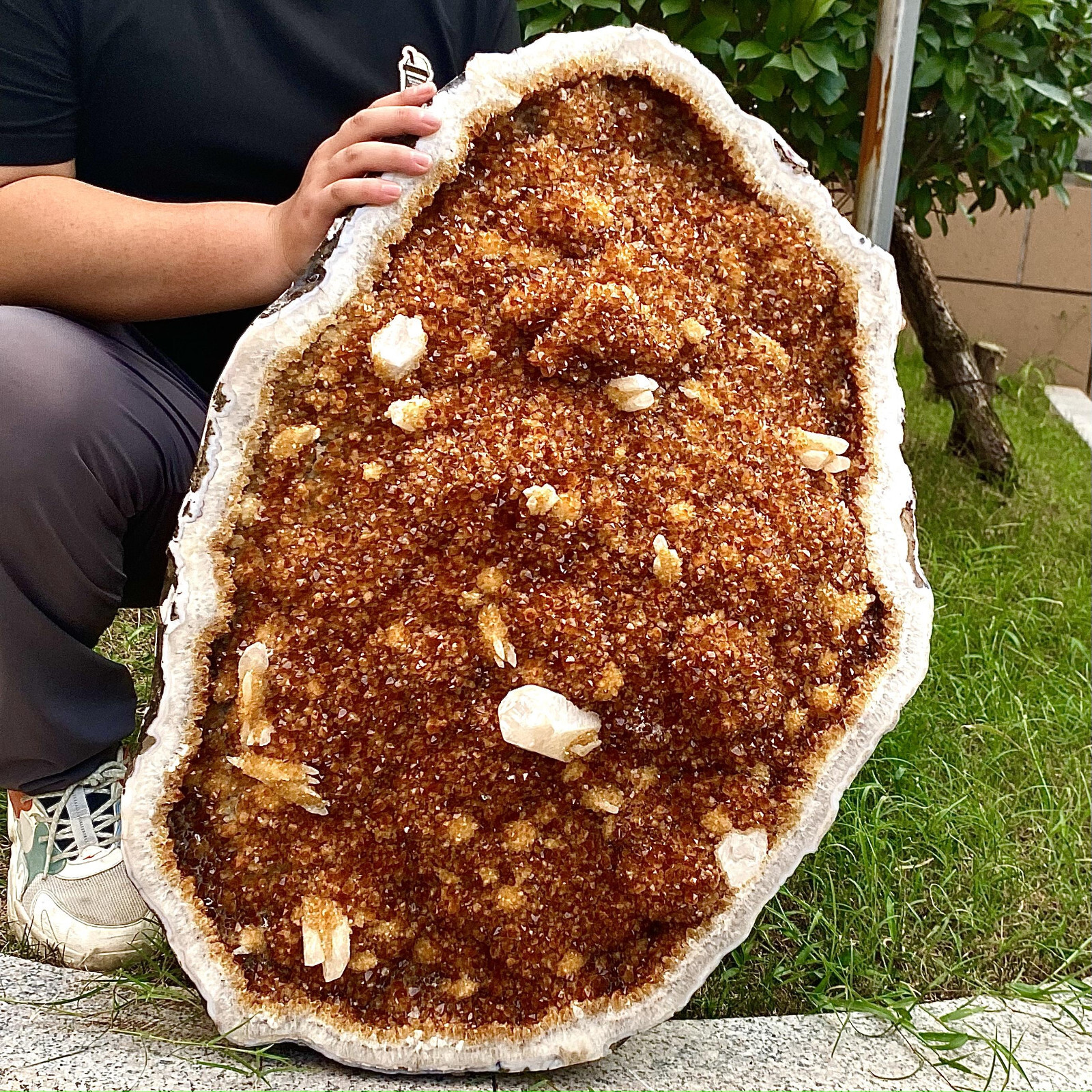 117LB Beautiful natural yellow crystal cave entrance large restoration