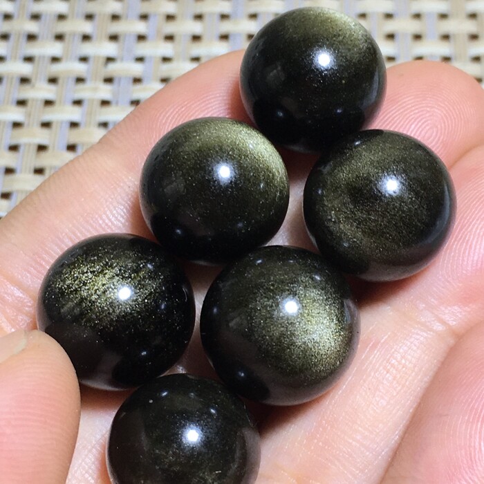 6pcs NATURAL CATS EYE OBSIDIAN QUARTZ CRYSTAL SPHERE BALL RARE 20mm