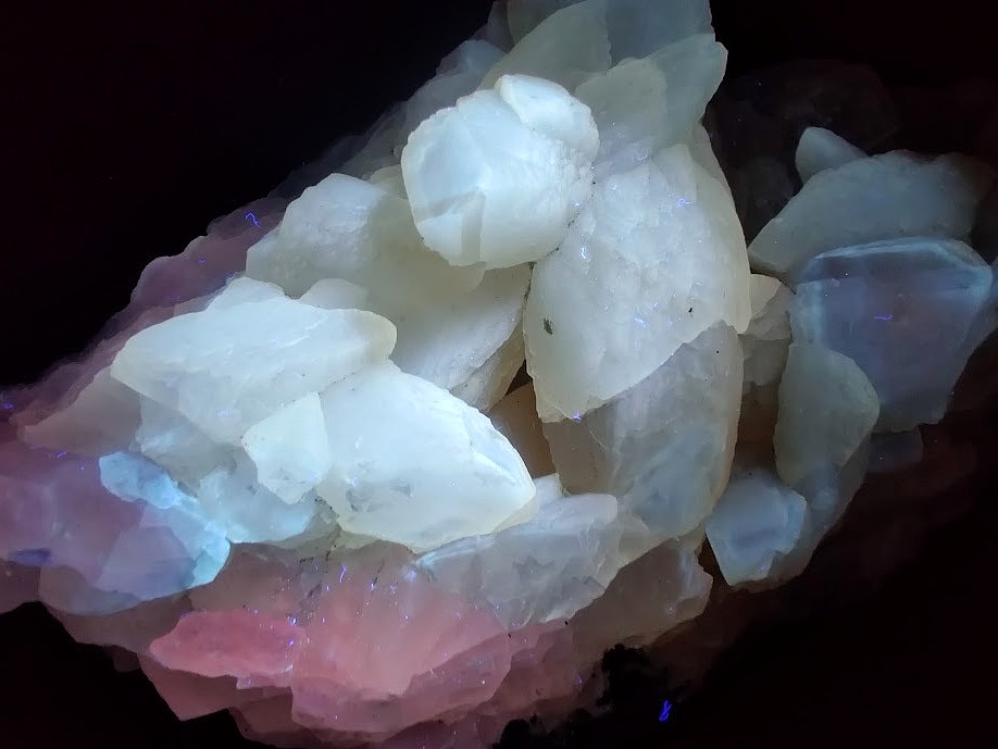 XXL Pink & White UV-Reacting Calcite Specimen: 2lb Museum Grade, See VIDEO