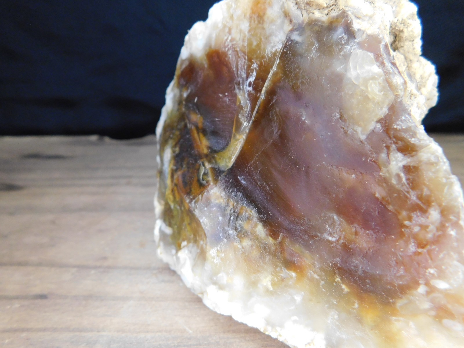 Dark Caramel Brown and White Agate 2 lbs. 9oz. Vintage